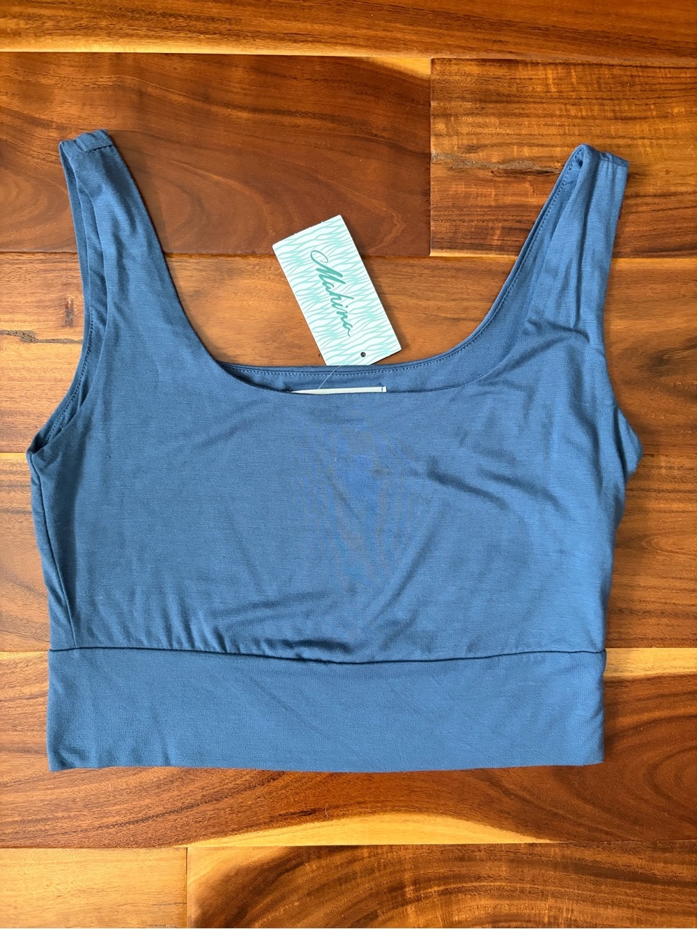 Mahina NWT Blue Scoop Neck Crop Top Medium